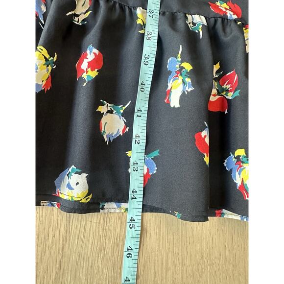 Ralph Lauren Dress Womens Sz 12 Black Floral Crepe Ruffles Tie Neck 2008 - Picture 8 of 10